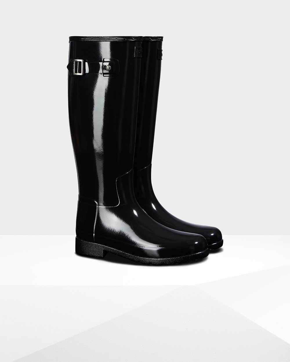 Women Hunter Original Refined Gloss | Tall Rain Boots Black | NZ-64328-OTDL